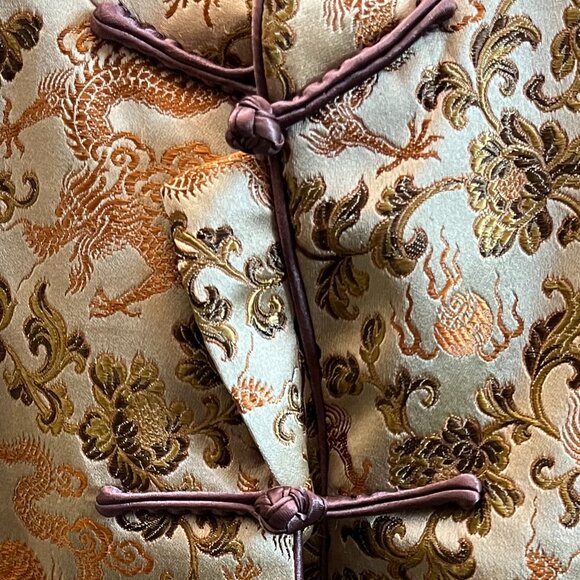 Beautiful (YERE H) Asian Style Dragon Floral Gold and Orange Corset Vest - Picture 3 of 16